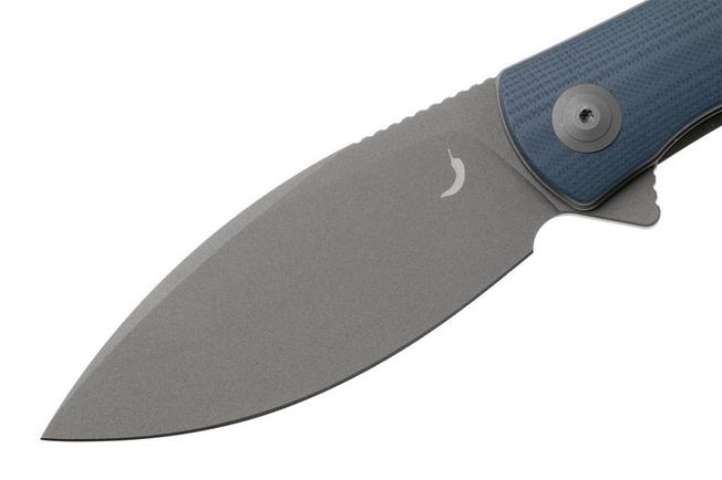 Bild für Trollsky Knives Mandu XL, Chili Pepper Team Edition, MT026-XL, Dark Bead Blasted D2, Grey/Blue G10 Taschenmesser