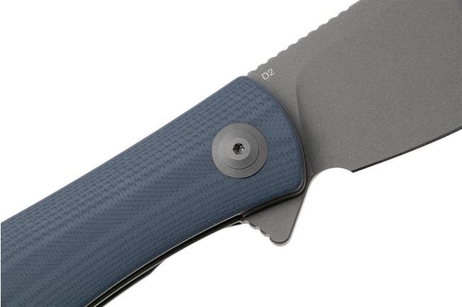 Bild für Trollsky Knives Mandu XL, Chili Pepper Team Edition, MT026-XL, Dark Bead Blasted D2, Grey/Blue G10 Taschenmesser