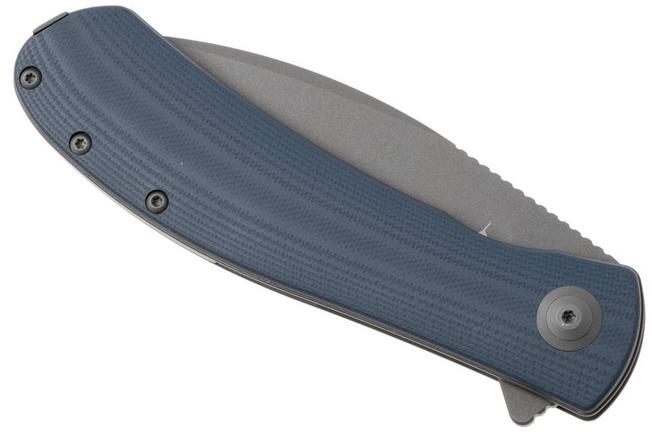 Bild für Trollsky Knives Mandu XL, Chili Pepper Team Edition, MT026-XL, Dark Bead Blasted D2, Grey/Blue G10 Taschenmesser