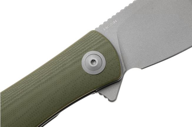 Afbeelding voor Trollsky Knives Mandu XL MT034-XL Dark Bead Blast 14C28N, OD Green G10, zakmes