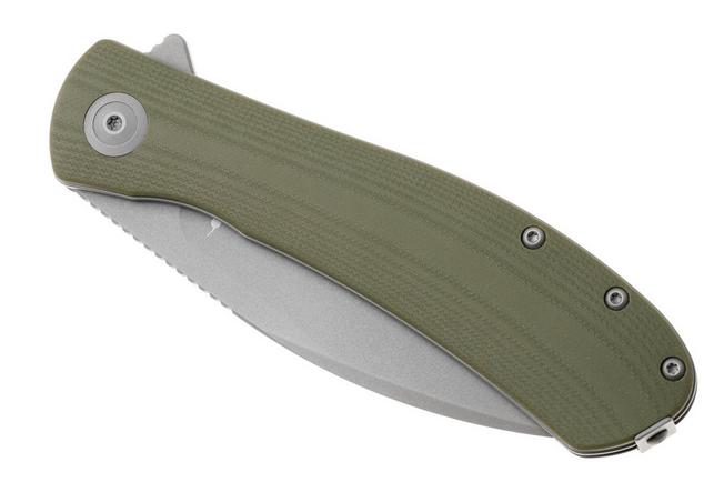 Afbeelding voor Trollsky Knives Mandu XL MT034-XL Dark Bead Blast 14C28N, OD Green G10, zakmes