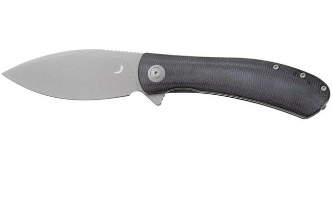 Afbeelding voor Trollsky Knives Mandu XL MT036-XL Dark Bead Blast 14C28N, Black Micarta, zakmes