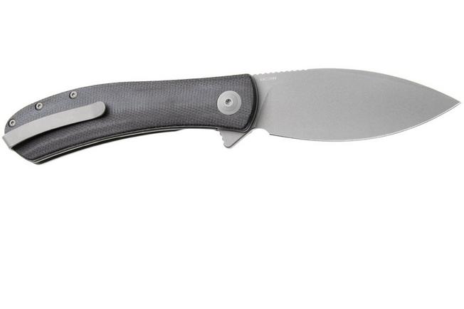 Afbeelding voor Trollsky Knives Mandu XL MT036-XL Dark Bead Blast 14C28N, Black Micarta, zakmes