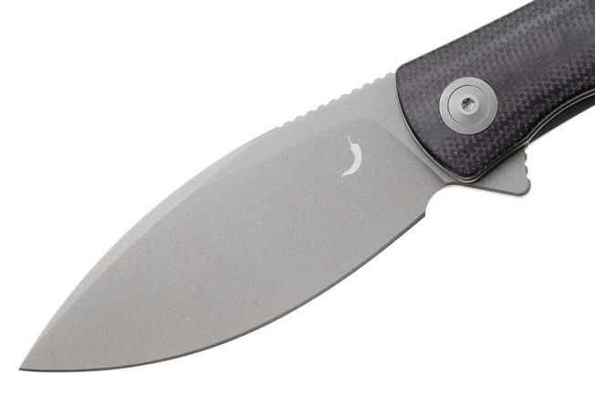 Afbeelding voor Trollsky Knives Mandu XL MT036-XL Dark Bead Blast 14C28N, Black Micarta, zakmes