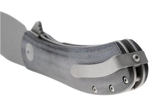 Afbeelding voor Trollsky Knives Mandu XL MT036-XL Dark Bead Blast 14C28N, Black Micarta, zakmes