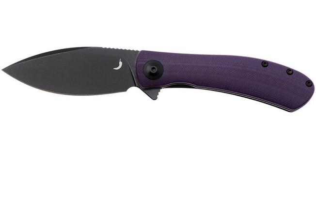 Afbeelding voor Trollsky Knives Mandu Evo MTE004 Blackwashed 14C28N, Purple G10, zakmes, Michael Trollsky design