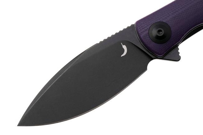 Afbeelding voor Trollsky Knives Mandu Evo MTE004 Blackwashed 14C28N, Purple G10, zakmes, Michael Trollsky design