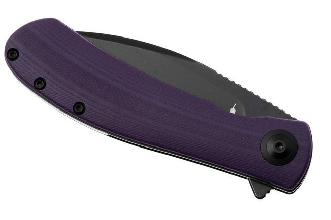 Afbeelding voor Trollsky Knives Mandu Evo MTE004 Blackwashed 14C28N, Purple G10, zakmes, Michael Trollsky design