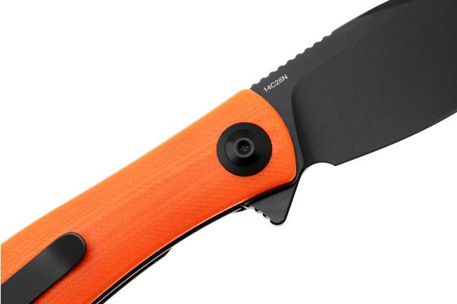 Afbeelding voor Trollsky Knives Mandu Evo MTE005 Blackwashed 14C28N, Orange G10, zakmes, Michael Trollsky design