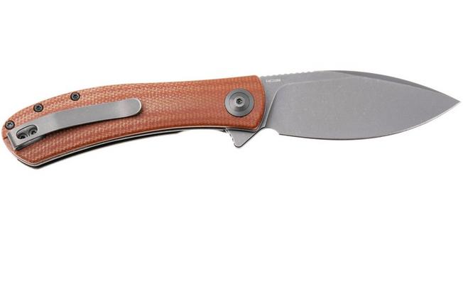Afbeelding voor Trollsky Knives Mandu Evo MTE006 Stonewashed 14C28N, Brown Micarta, zakmes, Michael Trollsky design