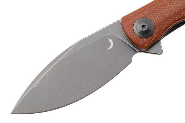 Afbeelding voor Trollsky Knives Mandu Evo MTE006 Stonewashed 14C28N, Brown Micarta, zakmes, Michael Trollsky design