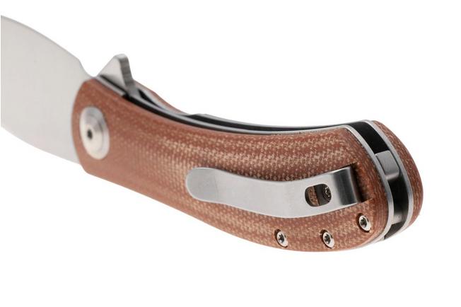 Afbeelding voor Trollsky Knives Mandu Evo MTE007 Satin 14C28N, Brown Micarta, zakmes, Michael Trollsky design