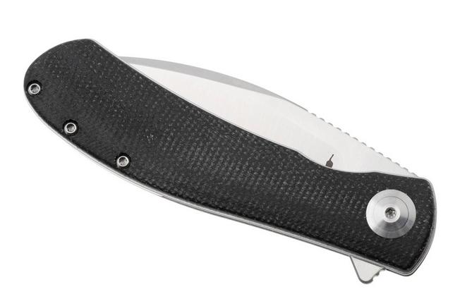 Afbeelding voor Trollsky Knives Mandu Evo MTE008 Satin 14C28N, Black Micarta, zakmes, Michael Trollsky design