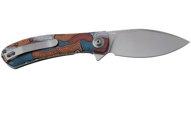 Afbeelding voor Trollsky Knives Mandu Evo MTE009 Stonewashed 14C28N, Kaleidoscope Turtle G10, zakmes, Michael Trollsky design