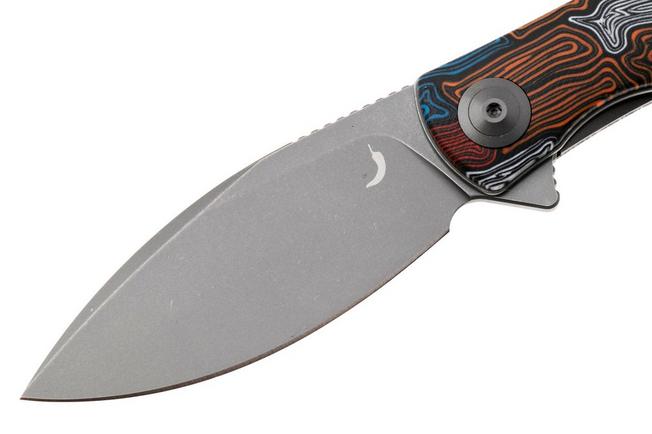 Afbeelding voor Trollsky Knives Mandu Evo MTE009 Stonewashed 14C28N, Kaleidoscope Turtle G10, zakmes, Michael Trollsky design