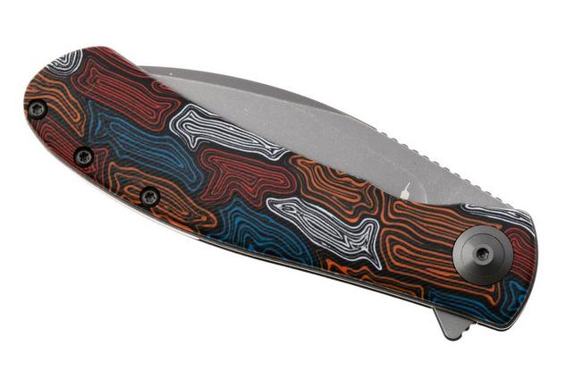 Afbeelding voor Trollsky Knives Mandu Evo MTE009 Stonewashed 14C28N, Kaleidoscope Turtle G10, zakmes, Michael Trollsky design