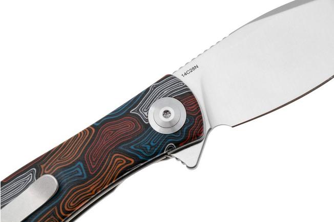 Bild für Trollsky Knives Mandu Evo MTE010 Satin 14C28N, Kaleidoscope Turtle G10, Taschenmesser, Michael Trollsky Design