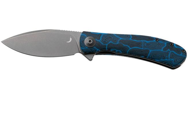 Afbeelding voor Trollsky Knives Mandu EVO MTE011 Stonewashed 14C28N, Blue Turtle G10, zakmes, Michael Trollsky design