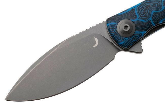 Afbeelding voor Trollsky Knives Mandu EVO MTE011 Stonewashed 14C28N, Blue Turtle G10, zakmes, Michael Trollsky design