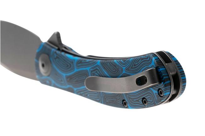 Afbeelding voor Trollsky Knives Mandu EVO MTE011 Stonewashed 14C28N, Blue Turtle G10, zakmes, Michael Trollsky design