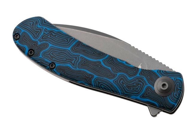 Afbeelding voor Trollsky Knives Mandu EVO MTE011 Stonewashed 14C28N, Blue Turtle G10, zakmes, Michael Trollsky design