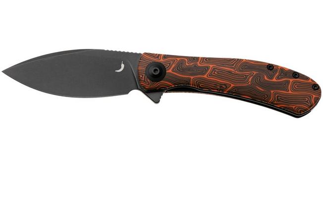 Afbeelding voor Trollsky Knives Mandu EVO MTE012 Blackwashed 14C28N, Orange Turtle G10, zakmes, Michael Trollsky design