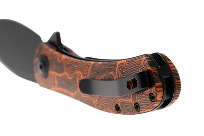 Afbeelding voor Trollsky Knives Mandu EVO MTE012 Blackwashed 14C28N, Orange Turtle G10, zakmes, Michael Trollsky design