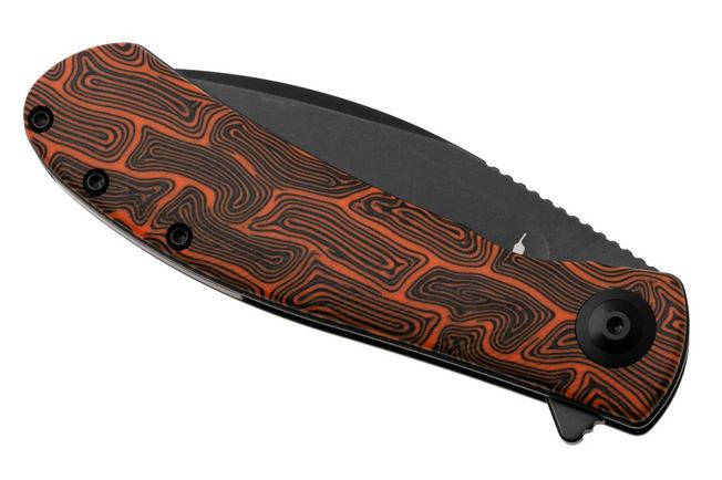 Afbeelding voor Trollsky Knives Mandu EVO MTE012 Blackwashed 14C28N, Orange Turtle G10, zakmes, Michael Trollsky design
