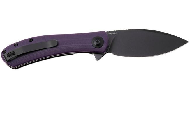 Afbeelding voor Trollsky Knives Mandu Evo MTE014 Blackwashed MagnaCut, Purple G10, zakmes, Michael Trollsky design