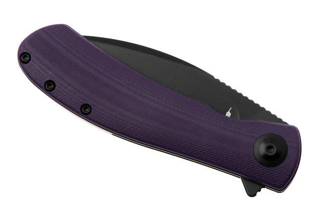Afbeelding voor Trollsky Knives Mandu Evo MTE014 Blackwashed MagnaCut, Purple G10, zakmes, Michael Trollsky design