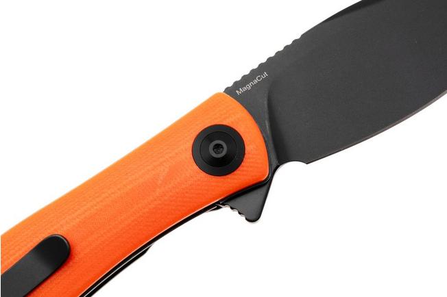 Afbeelding voor Trollsky Knives Mandu Evo MTE015 Blackwashed MagnaCut, Orange G10, zakmes, Michael Trollsky design