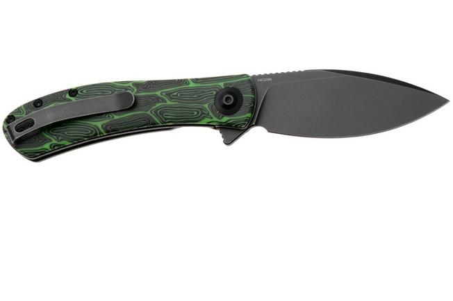Afbeelding voor Trollsky Knives Mandu Evo MTE017 Black Stonewashed 14C28N, Green Turtle G10, zakmes
