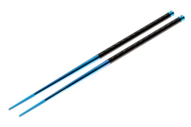 Afbeelding voor Spartan Blades Pineland Chopstick Set PCCSBL, Blue Anodized Titanium, Carbon Fiber, eetstokjes set