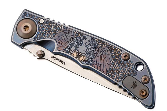 Afbeelding voor Spartan Blades Harsey Folder 3.25 Angel SF10ANGLSW, Stonewashed CPM MagnaCut, Blue Titanium zakmes, Bill Harsey design