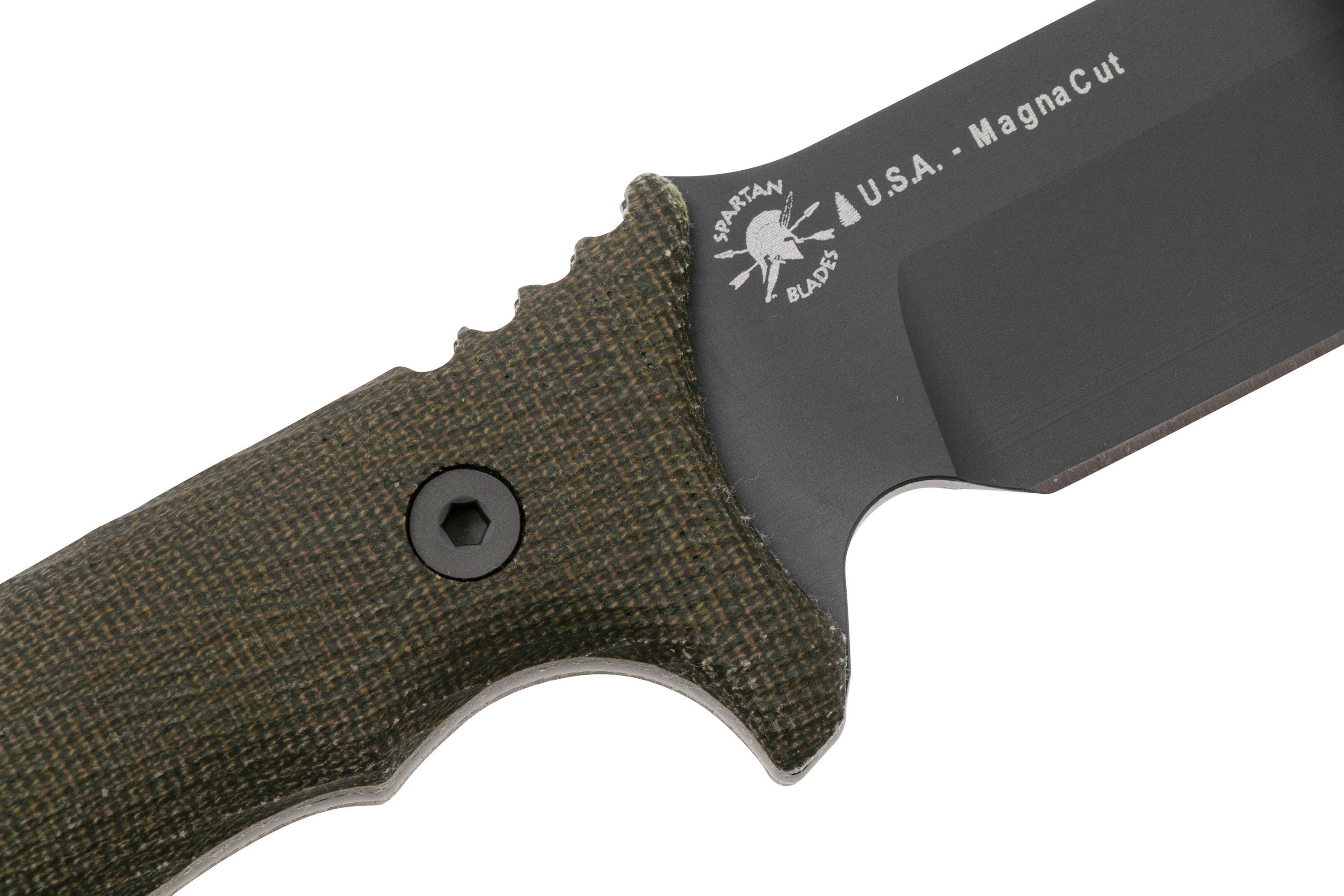 Spartan Blades Harsey Difensa SB19BKGRKYBK Black, Green Micarta ...