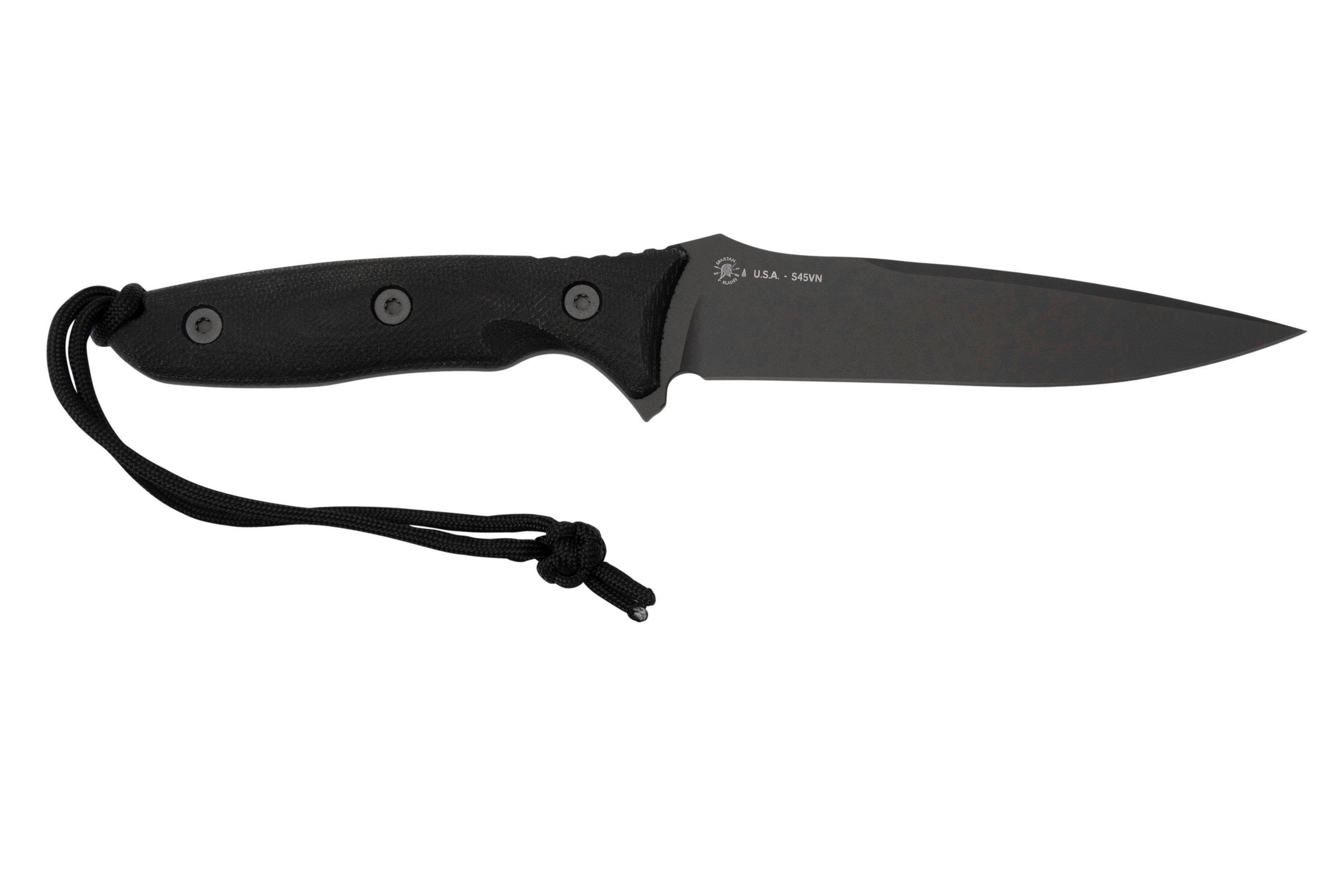 Spartan Blades Moros SB53BKBKNLBK Black, Black Micarta, MolleBlack Sheath, survival knife