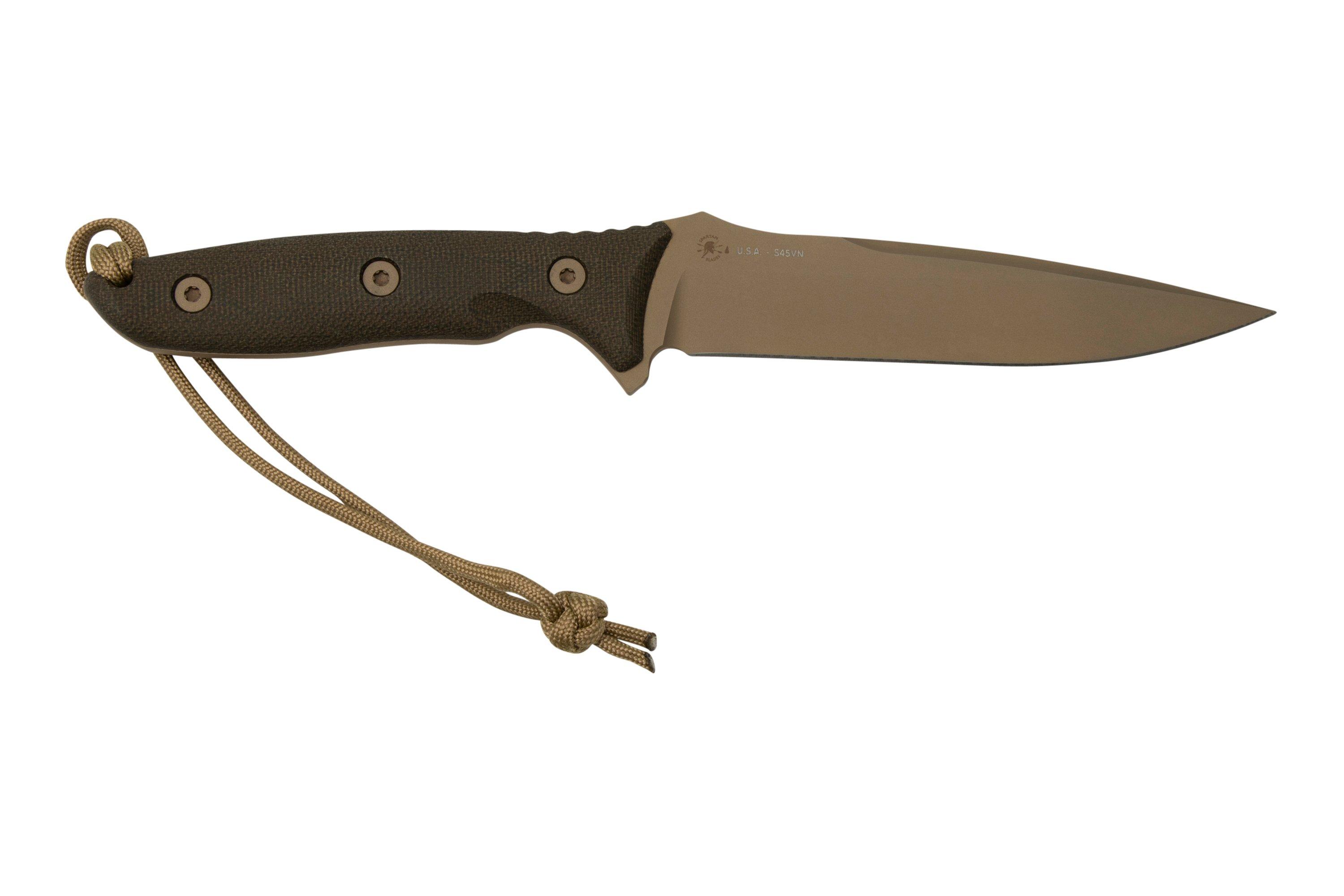 Spartan Blades Moros SB53DEGRNLTN Flat Dark Earth, Green Micarta, MolleCoyote Sheath, survival