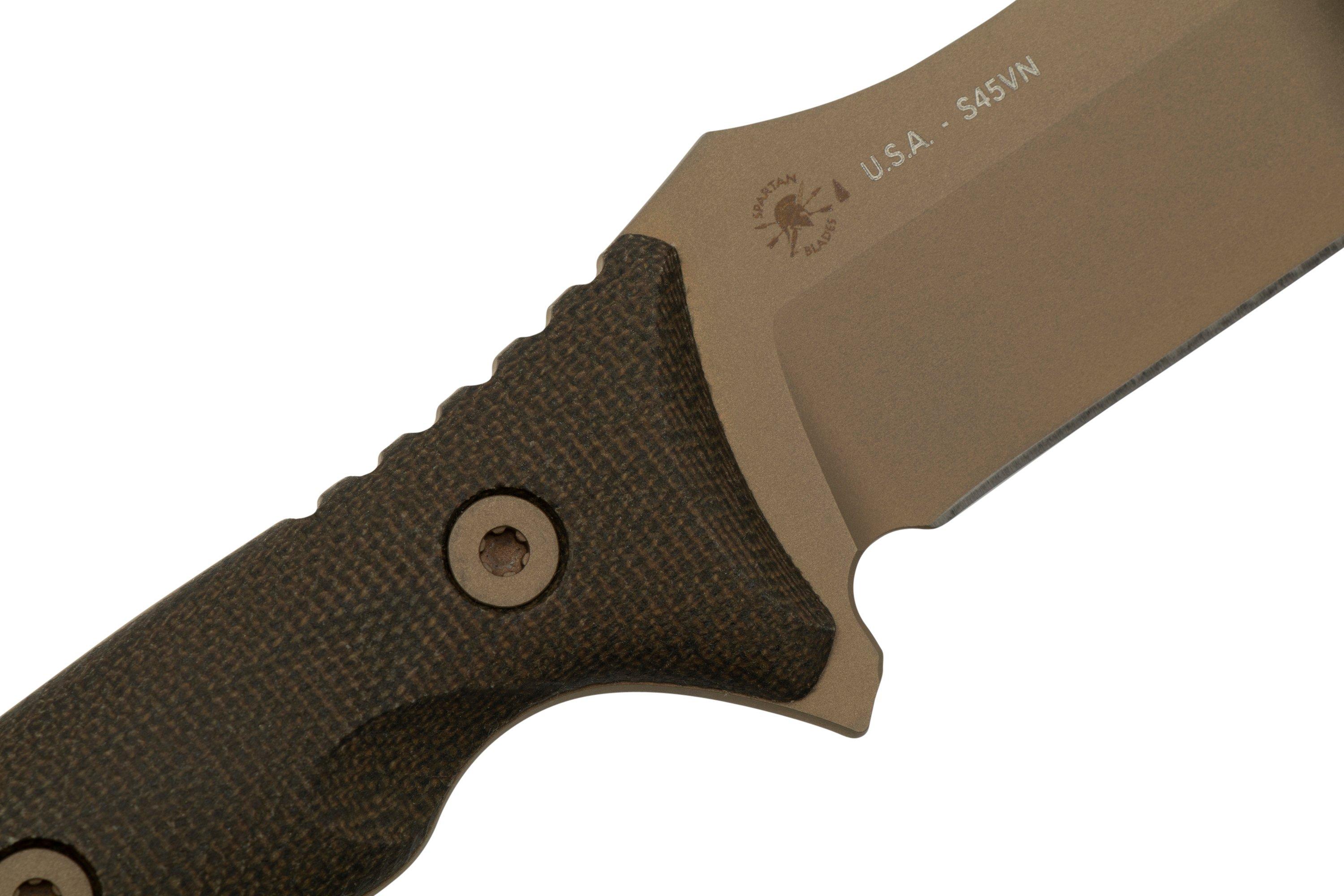 Spartan Blades Moros SB53DEGRNLTN Flat Dark Earth, Green Micarta, Molle
