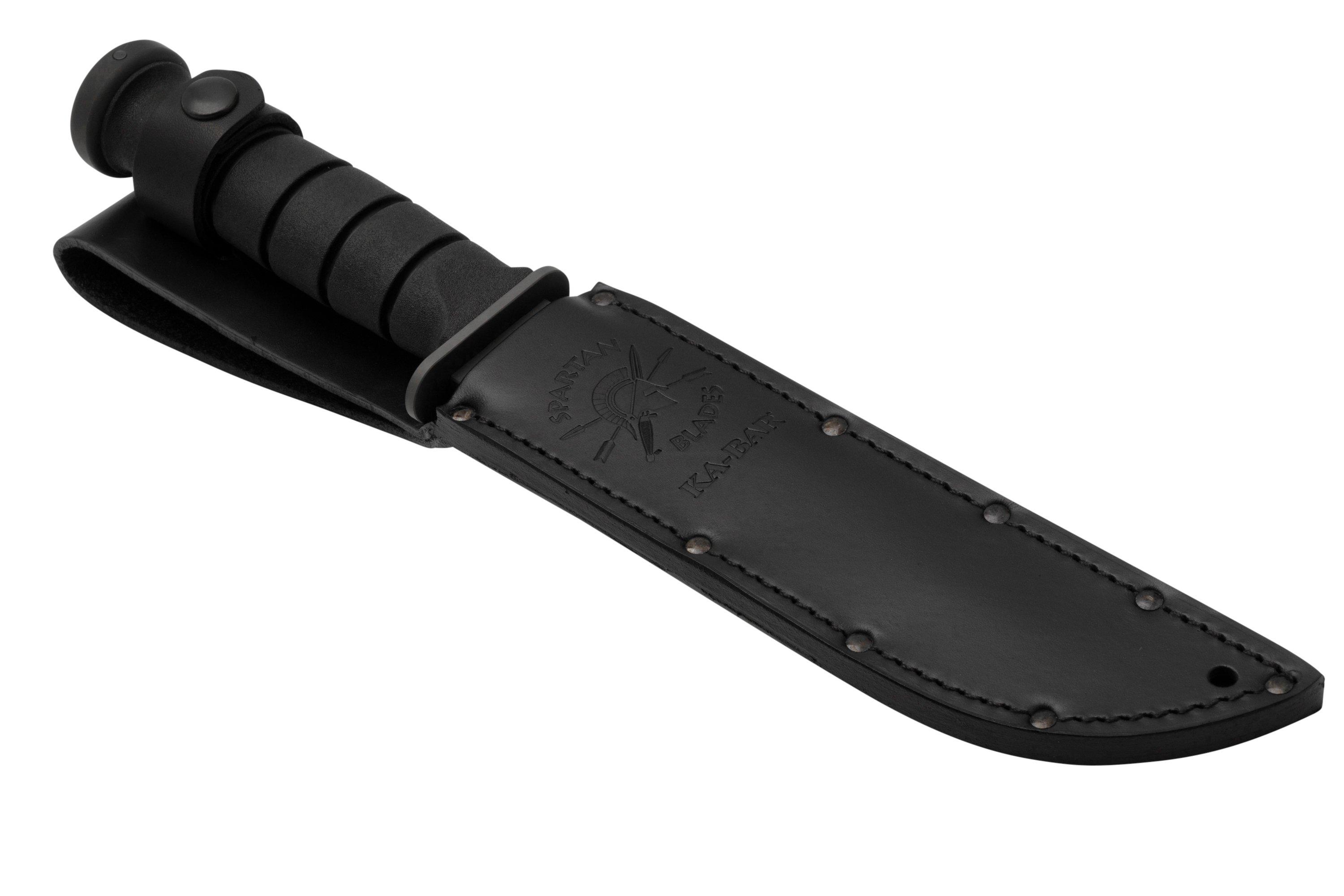 Spartan KA-BAR SB54 CPM MagnaCut, Black, Black Leather Sheath, coltello  fisso