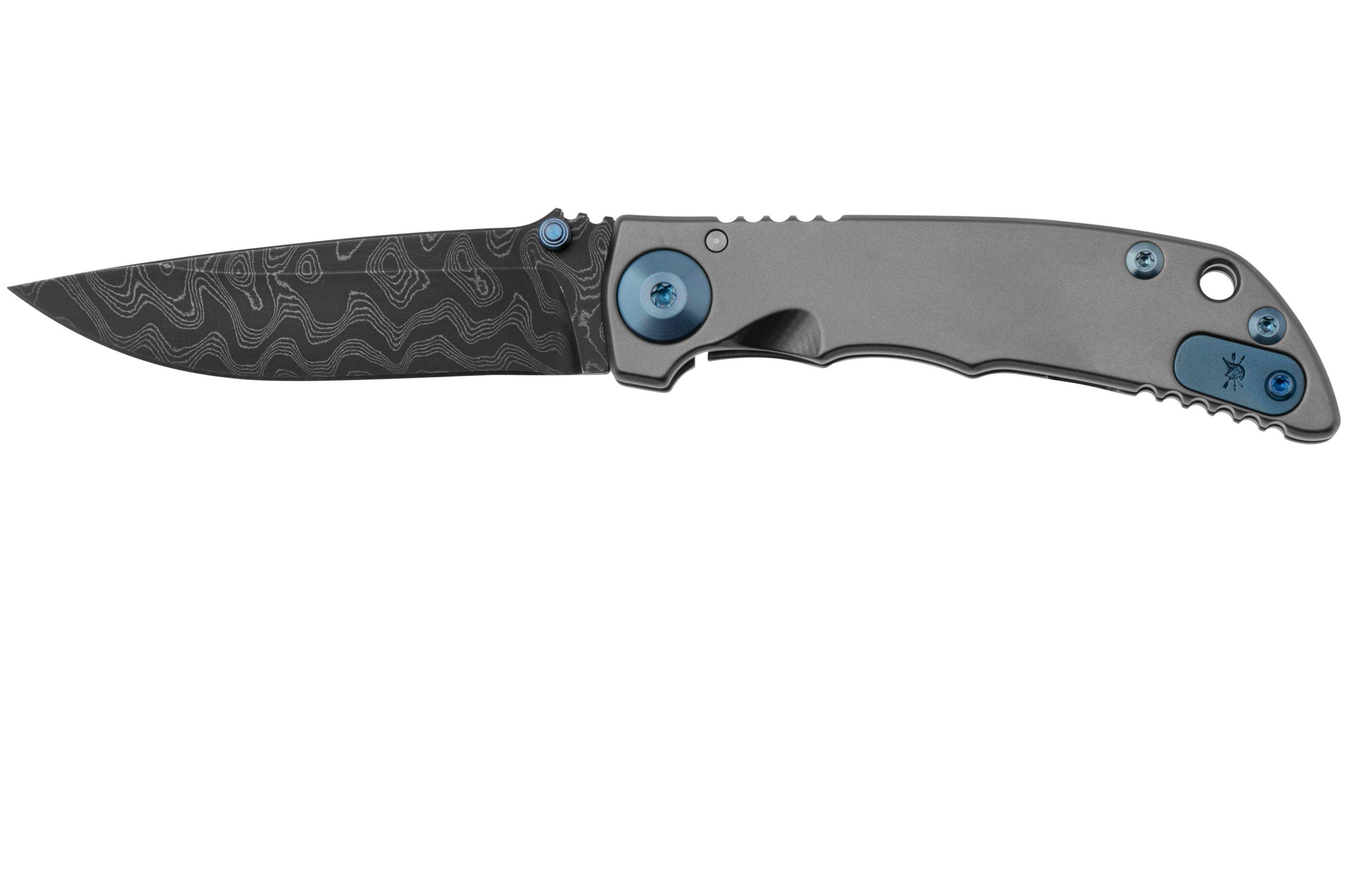 Spartan Blades Harsey Folder 3.25, SF10CUSTOMCNDAM CN Damascus Blue ...