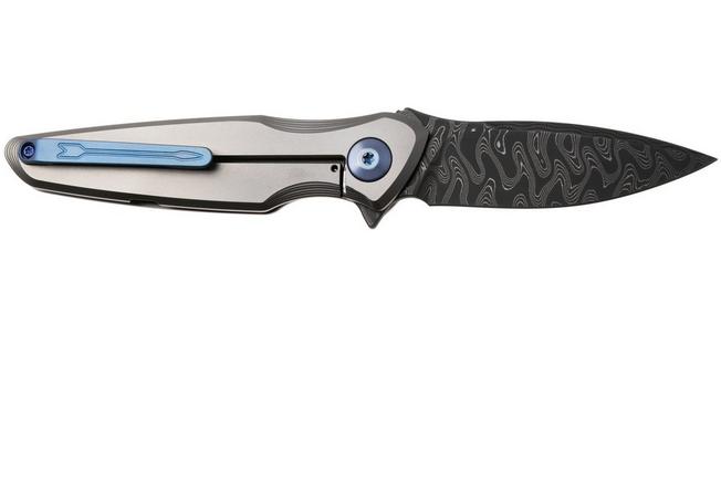 Afbeelding voor Spartan Blades Pandia SF16DMBL Chad Nichols Damascus, Titanium, Blue Hardware, zakmes