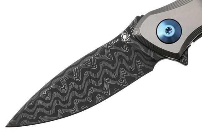 Afbeelding voor Spartan Blades Pandia SF16DMBL Chad Nichols Damascus, Titanium, Blue Hardware, zakmes
