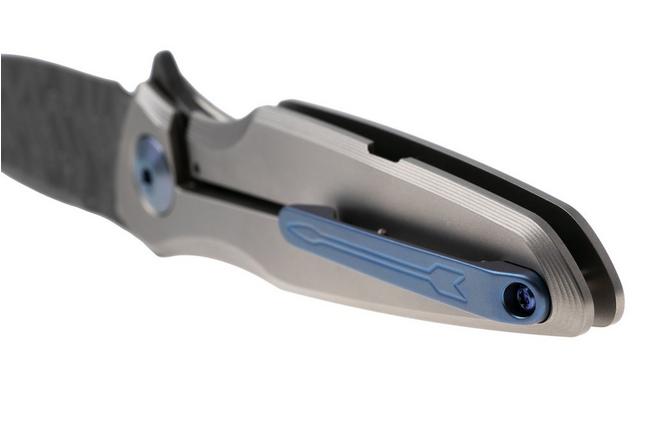 Afbeelding voor Spartan Blades Pandia SF16DMBL Chad Nichols Damascus, Titanium, Blue Hardware, zakmes