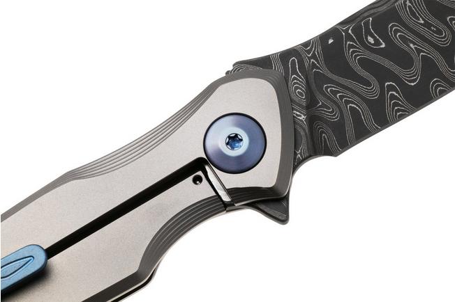 Afbeelding voor Spartan Blades Pandia SF16DMBL Chad Nichols Damascus, Titanium, Blue Hardware, zakmes