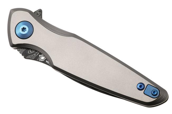 Afbeelding voor Spartan Blades Pandia SF16DMBL Chad Nichols Damascus, Titanium, Blue Hardware, zakmes