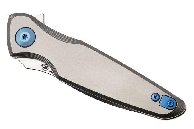 Afbeelding voor Spartan Blades Pandia SF16SWBL Stonewashed CPM MagnaCut, Titanium, Blue Hardware, zakmes