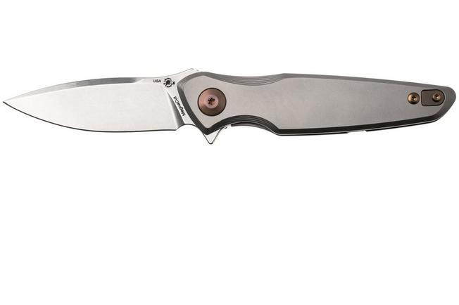 Afbeelding voor Spartan Blades Pandia SF16SWBZ Stonewashed CPM MagnaCut, Titanium, Bronze Hardware, zakmes