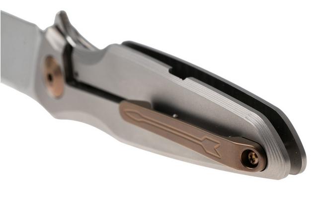 Afbeelding voor Spartan Blades Pandia SF16SWBZ Stonewashed CPM MagnaCut, Titanium, Bronze Hardware, zakmes