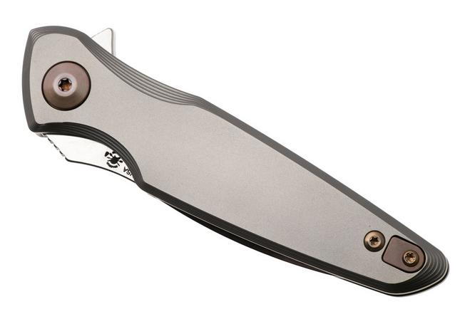 Afbeelding voor Spartan Blades Pandia SF16SWBZ Stonewashed CPM MagnaCut, Titanium, Bronze Hardware, zakmes