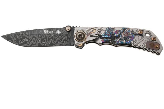 Immagine per Spartan Blades Harsey Folder, Long Gunner Edition SF5CSDAMLONGGUN, Damascus, Ronin Tactics Titanium coltello da tasca, Bill Harsey design